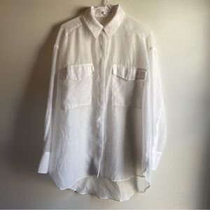 Grey Lab Sheer Oversized Blouse In White